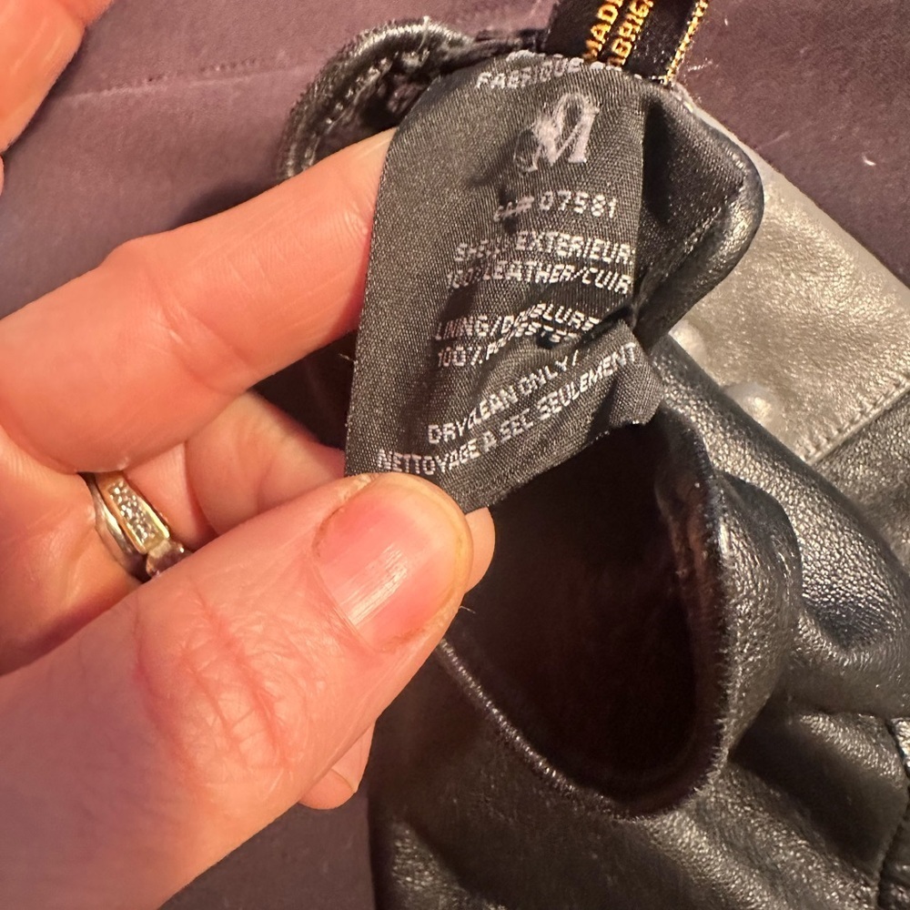 Title:
Black Leather Gloves with Grey Contrast Cuff & Button Detail - Picture 3 of 3